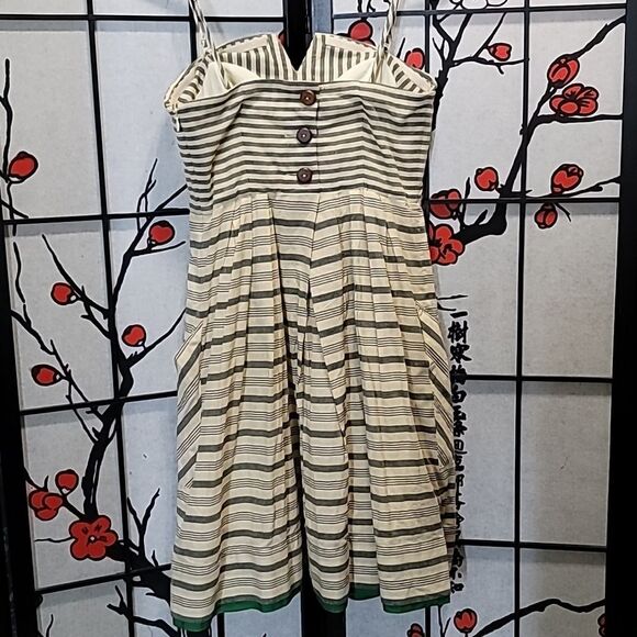 Maeve Strapless Dress with Black and Cream Stripes - Picture 6 of 9